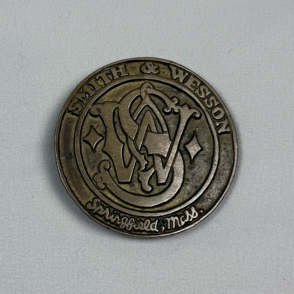 Vintage Smith & Wesson Brass Belt Buckle Springfield, Massachusetts